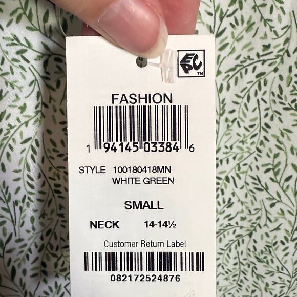 Bar III Men's Slim-Fit Contrast Vine Dress Shirt, White Green small $70 - Picture 6 of 8